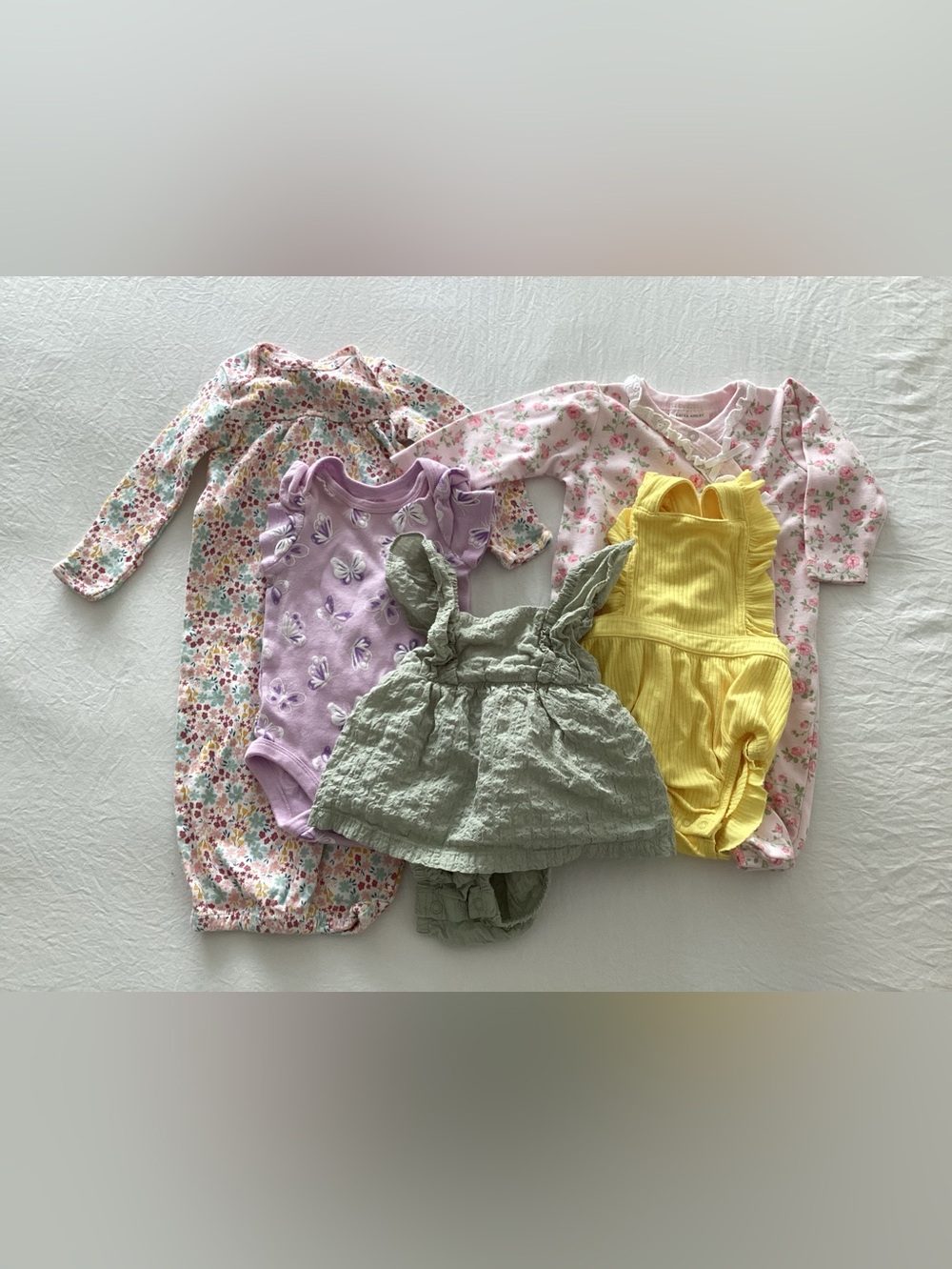 Mixed Baby Clothing Bundle - Floral, Lavender, Sage, Yellow